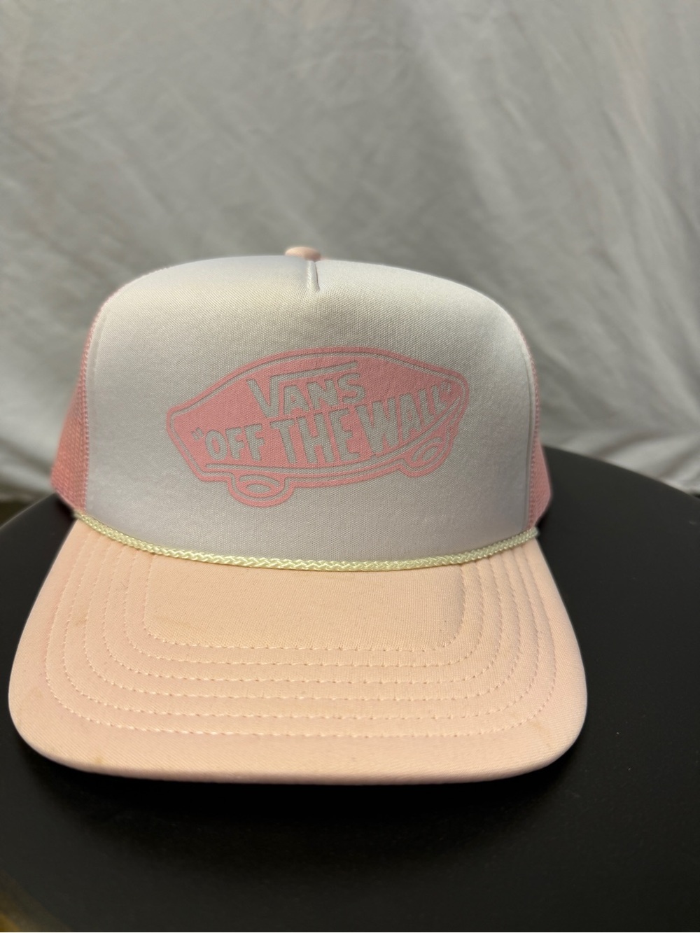 Vans Pink and White Trucker Hat with Logo